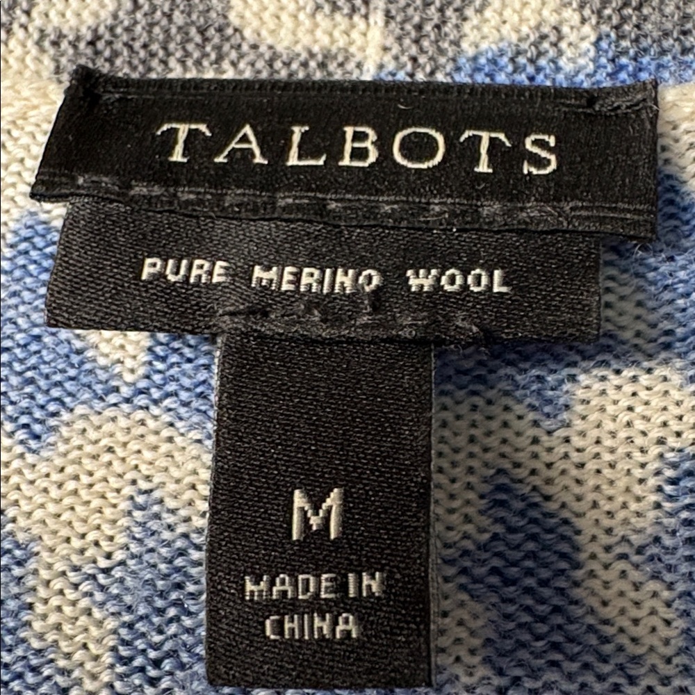 TALBOTS HOUNDSTOOTH & PAISLEY MERINO WOOL CARDIGAN AND TOP SET - Picture 13 of 16